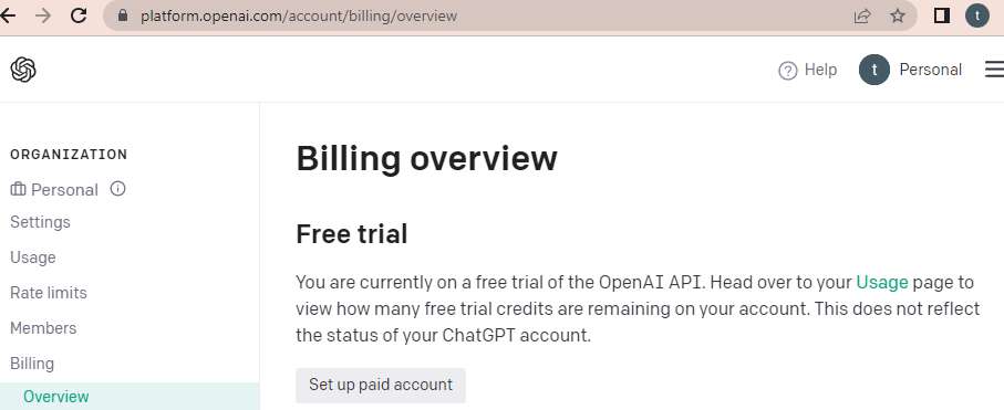 How to set up a paid account in OpenAI