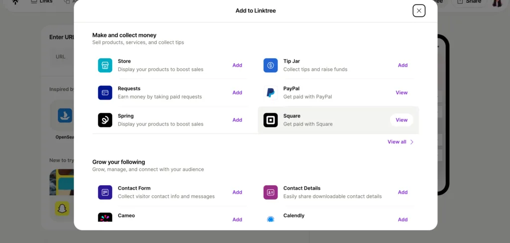 Linktree Marketplace Integrations